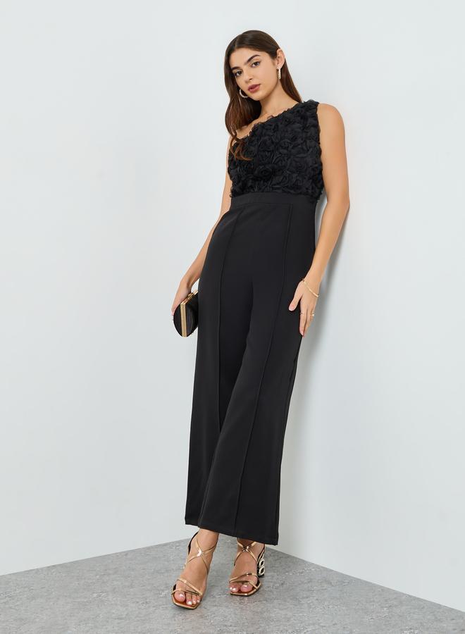 Styli Women Black One-Shoulder Wide Leg Jumpsuit - Image 5
